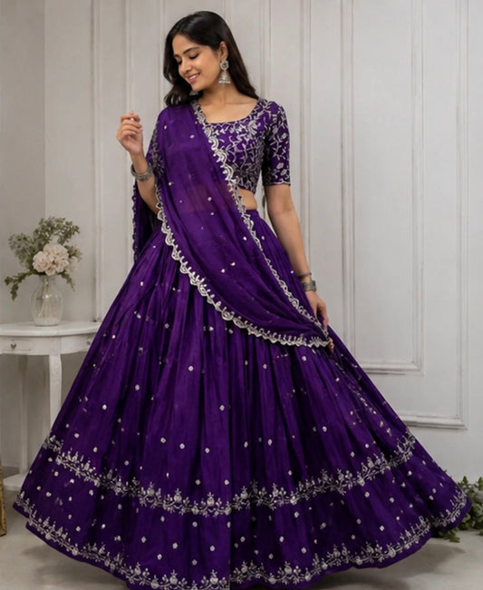 BLUE-PURPLE HEAVY DEMEND LEHNGA