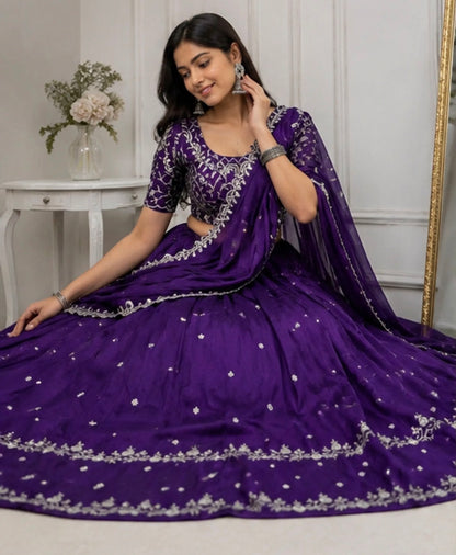 BLUE-PURPLE HEAVY DEMEND LEHNGA