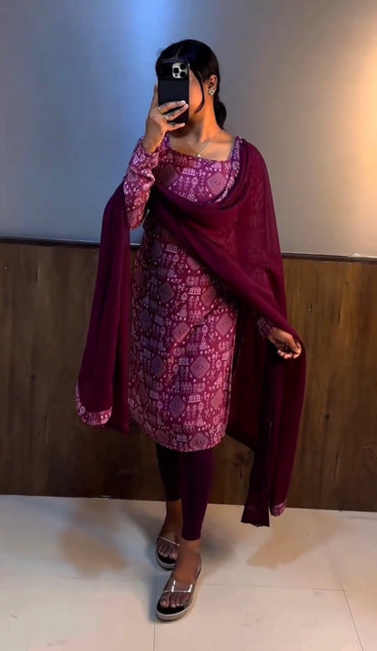 Puby Cotton Gown With dupatta